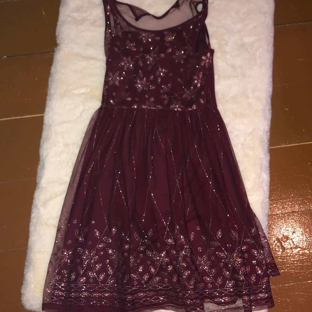 Burgundy formal dress with sparkle decals